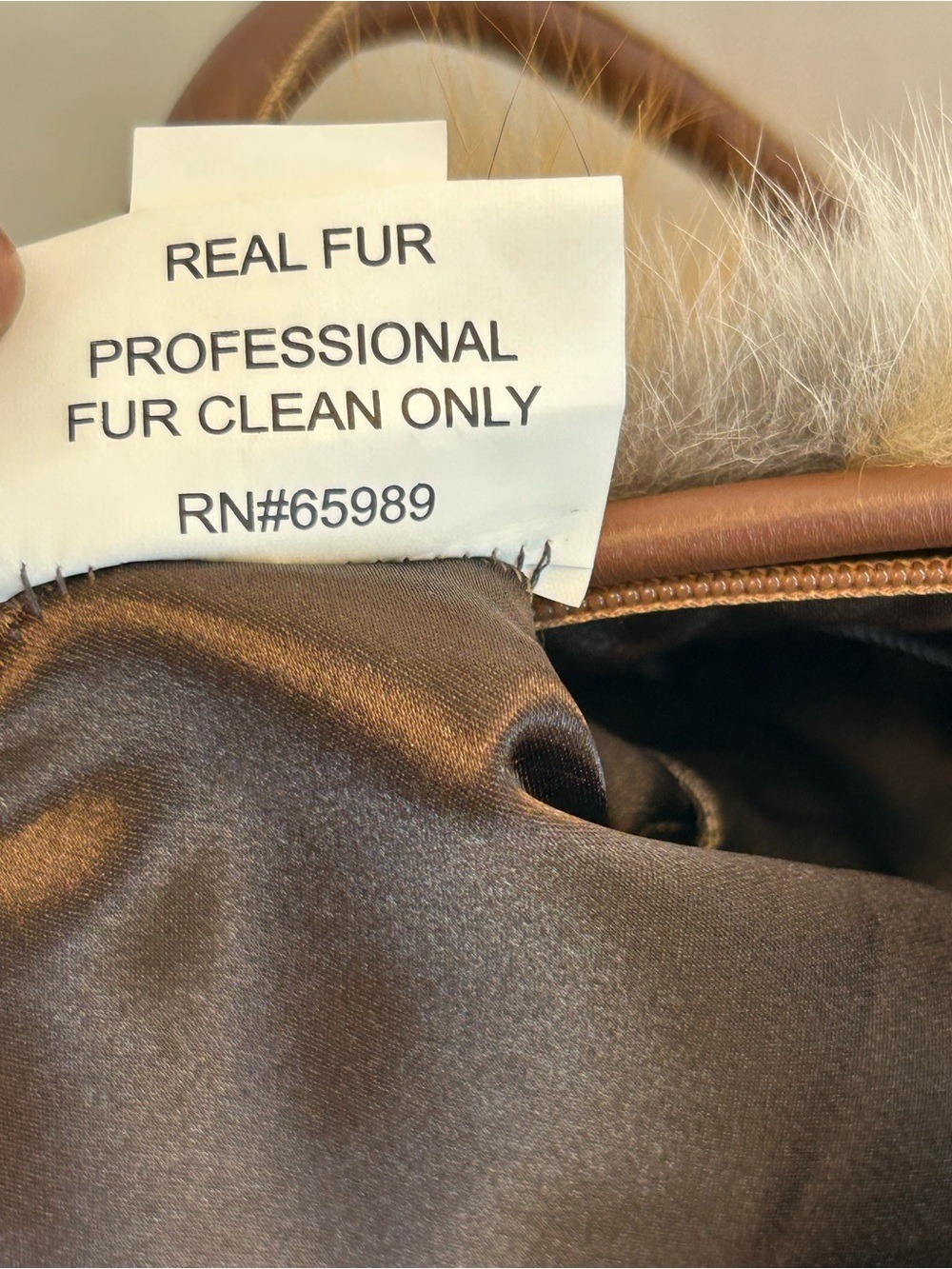 Fox Fur Tote in Brown Cream and Gray real fur shoulder bag - Picture 13 of 14